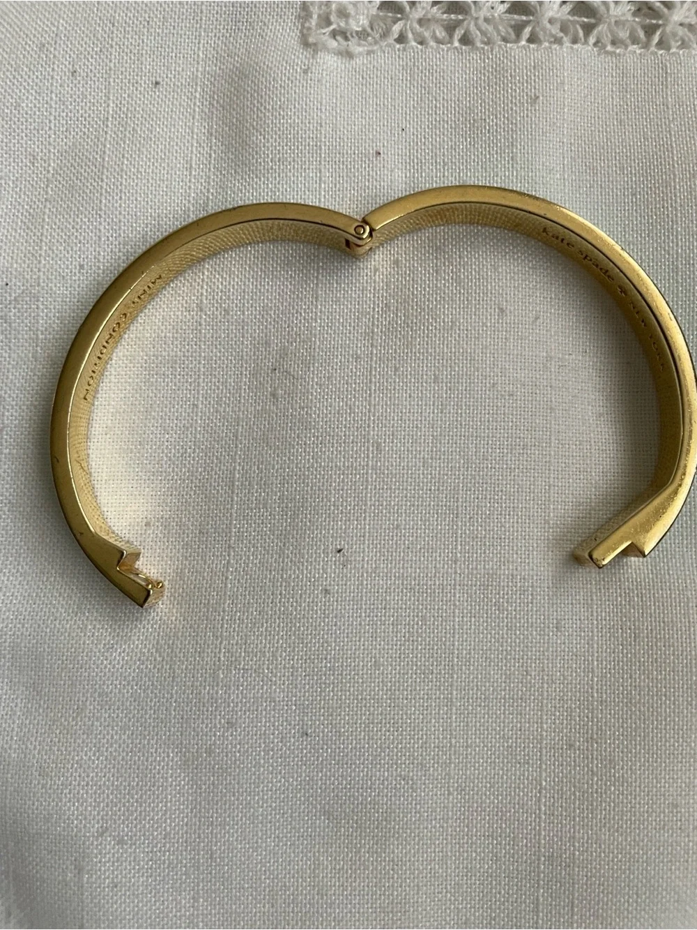 kate spade Gold-Tone Bangle with Teal Enamel Clasp Closure EUC - Picture 10 of 10